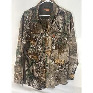 Real Tree Game Winner Long Sleeve Men's camo shirt Sz L with vented sides